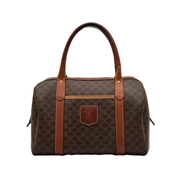 Authentic Celine Macadam Brown PVC / Leather Boston Hand Bag - Picture 1 of 15